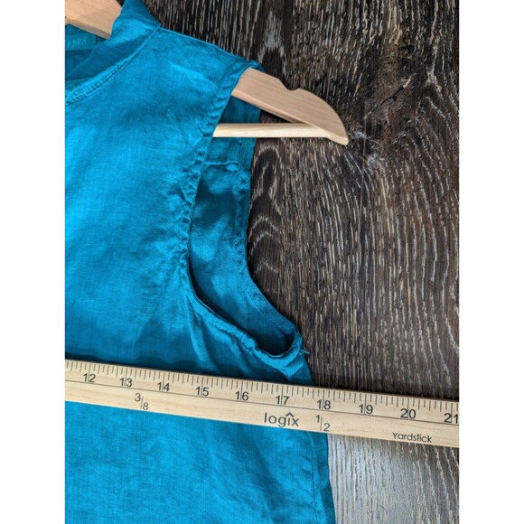 CP Shades Blue Linen Midi Dress Vest XS Button Up - Picture 9 of 9